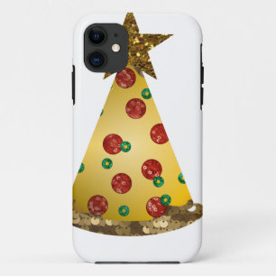 Coque iPhone 11 parties scintillant pizza arbre de noël