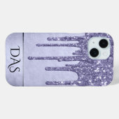 Coques Case-Mate iPhone Parties scintillant pourpre de séchage | Monogramm (Verso (horizontal))