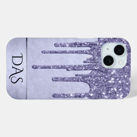Coques Case-Mate iPhone Parties scintillant pourpre de séchage | Monogramm (Verso (horizontal))