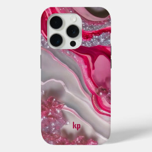 Coque iPhone 15 Pro Parties scintillant rose argent arrière - plan lux