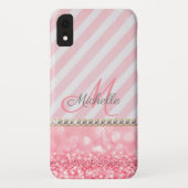 Coques Case-Mate iPhone Parties scintillant rose, Bande Chevron Personnali (Dos)