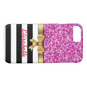 Coques Case-Mate iPhone Parties scintillant ROSE BLACk blanc rayé OR BAS M (Dos (Horizontal))