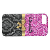 Coques Case-Mate iPhone Parties scintillant ROSE BLACK DAMASK GOLDEN INFÉR (Dos (Horizontal))