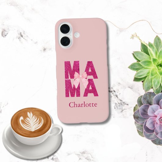 Coques Case-Mate iPhone Parties scintillant rose Bow MAMA Coquette Mère es
