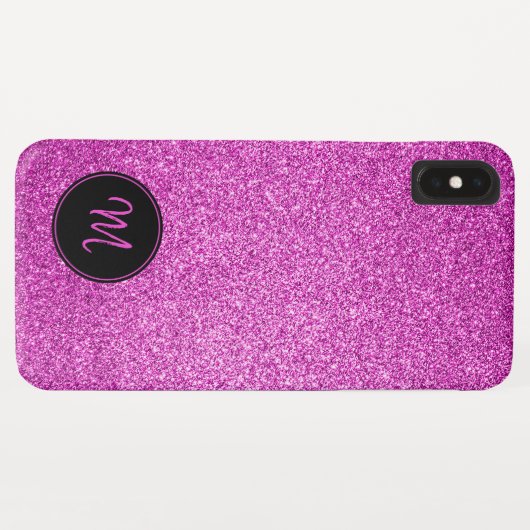 Coques Case-Mate iPhone Parties scintillant rose chaud Monogramme minimali (Dos (Horizontal))