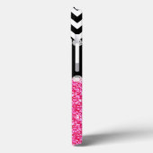 Coques Case-Mate iPhone Parties scintillant ROSE CHEVRON NOIR MONOGRAM (Verso / Gauche)