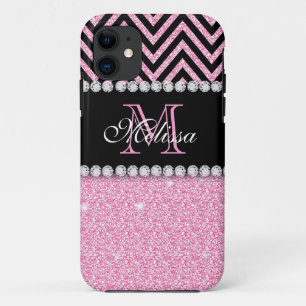 Case-Mate iPhone CASE PARTIES SCINTILLANT ROSE CHEVRON NOIR MONOGRAMMMÉ