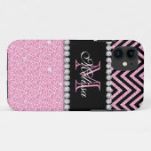 COQUES Case-Mate iPhone PARTIES SCINTILLANT ROSE CHEVRON NOIR MONOGRAMMMÉ (Dos (Horizontal))