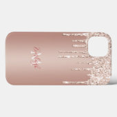 Coques Case-Mate iPhone Parties scintillant Rose de luxe avec nom/Monogram (Verso (horizontal))