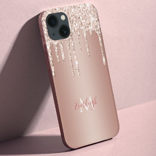 Case-Mate iPhone Case Parties scintillant Rose de luxe en or avec nom/Mo