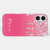 Coques Case-Mate iPhone Parties scintillant rose de script de nom personna (Verso (horizontal))