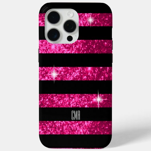 Coques Case-Mate iPhone Parties scintillant rose Faux et rayures noires | (Verso)