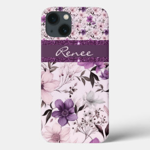 Case-Mate iPhone Case Parties scintillant rose faux floral violet