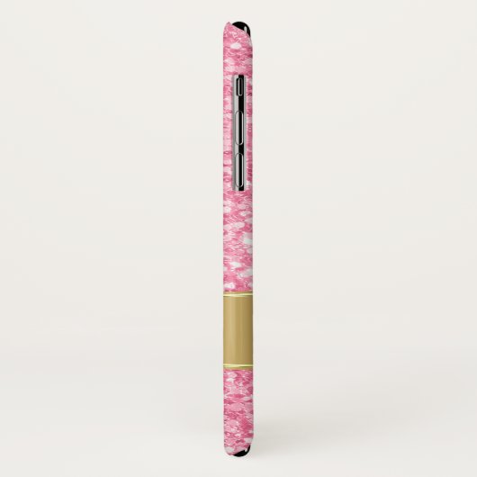 Coques Case-Mate iPhone Parties scintillant rose Faux & Gold Stripe (Dos/Gauche)