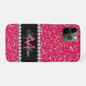 Coques Case-Mate iPhone Parties scintillant rose, Gem, Monogramme (Dos (Horizontal))