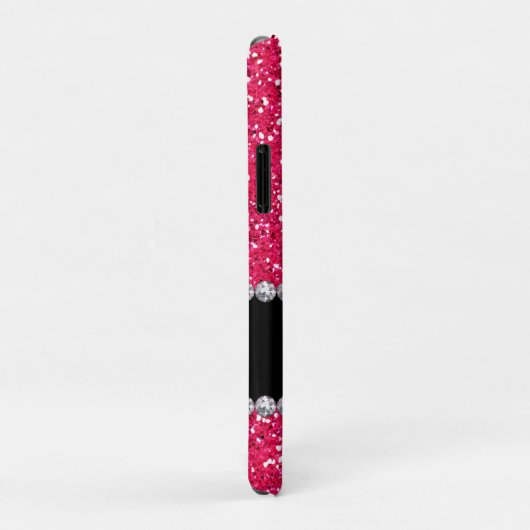 Coques Case-Mate iPhone Parties scintillant rose, Gem, Monogramme (Dos/Droite)