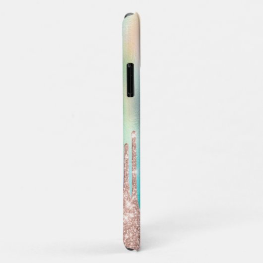 Coques Case-Mate iPhone Parties scintillant Rose Gold, Monogramme Holograp (Dos/Droite)