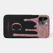 Coques Case-Mate iPhone Parties scintillant rose Gold Sparkle  Monogramme  (Dos (Horizontal))