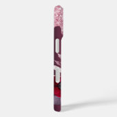 Coques Case-Mate iPhone Parties scintillant rose goutte bordeaux fleurons  (Verso / Droite)