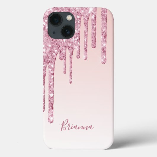 Coques Case-Mate iPhone Parties scintillant rose goutte rose or ombre nom  (Verso)