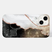 Coques Case-Mate iPhone Parties scintillant rose Marbre blanc or Monogramm (Verso (horizontal))