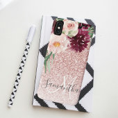 Coques Case-Mate iPhone Parties scintillant rose moderne et flamme à fleur