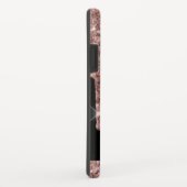Coques Case-Mate iPhone Parties scintillant Rose monogramme en or sur noir (Dos/Droite)