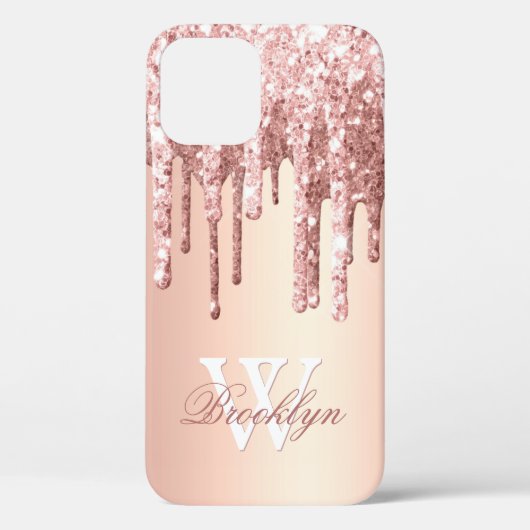 Coques Case-Mate iPhone Parties scintillant Rose monogramme Gold Sparkle (Verso)