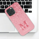 Case-Mate iPhone Case Parties scintillant rose Monogramme Stylish Nom du<br><div class="desc">Parties scintillant rose Monogrammed Stylish Script Name iPhone 13 Pro Coque. Modifiez à l'aide de l'outil de conception pour ajuster la taille de police si nécessaire.</div>