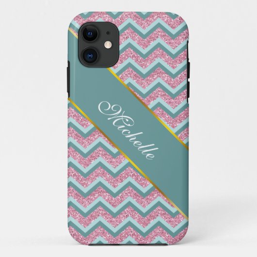 Coques Case-Mate iPhone Parties scintillant rose Motif ZigZag (Dos)