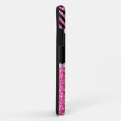 Coques Case-Mate iPhone Parties scintillant rose noir Chevron Monogramme (Dos/Droite)