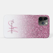 Coques Case-Mate iPhone Parties scintillant rose, Nom et Monogramme, Fille (Dos (Horizontal))