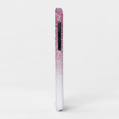 Coques Case-Mate iPhone Parties scintillant rose, Nom et Monogramme, Fille (Dos/Gauche)