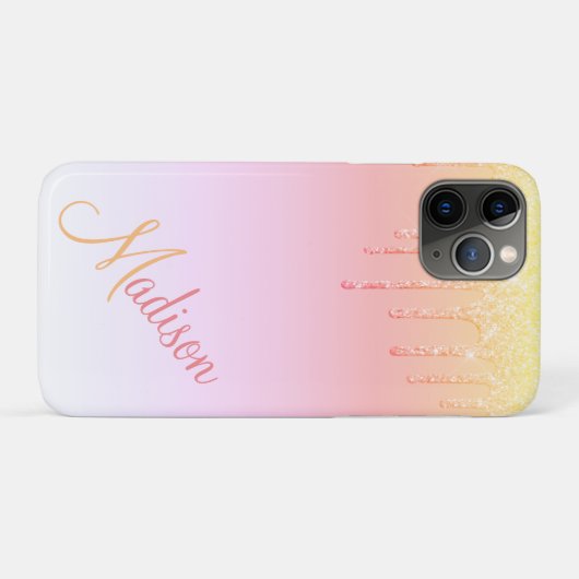 Coques Case-Mate iPhone Parties scintillant rose Ombré Glam Sparkles Nom (Dos (Horizontal))