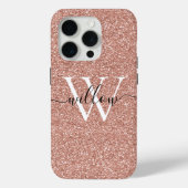 Coques Case-Mate iPhone Parties scintillant Rose or Monogramme (Verso)