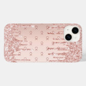 Coques Case-Mate iPhone parties scintillant rose or rousse gouttes monogra (Verso (horizontal))