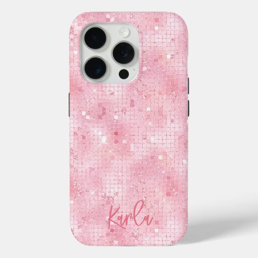 Coques Case-Mate iPhone Parties scintillant rose pâle miroirs | monogramme (Verso)