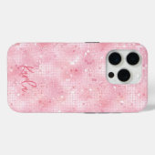 Coques Case-Mate iPhone Parties scintillant rose pâle miroirs | monogramme (Verso (horizontal))