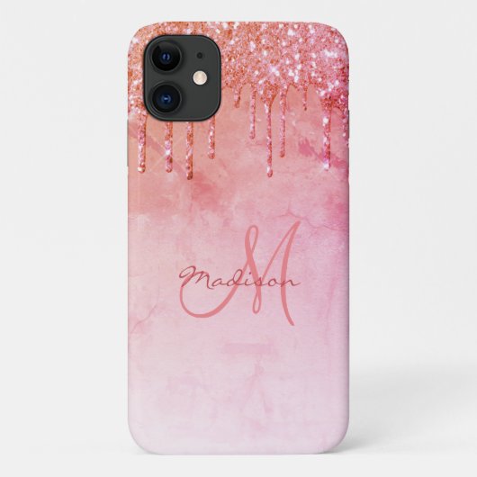 Coques Case-Mate iPhone Parties scintillant Rose Peach Nom Étincelle Glam (Dos)