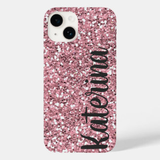 Coque Pour iPhone 14 Parties scintillant rose personnalisée avec votre 