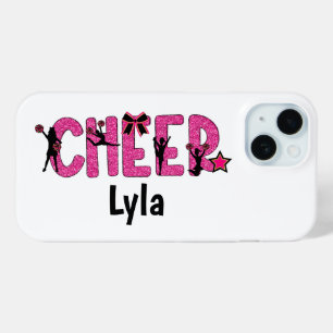 Coque Pour iPhone 15 Parties scintillant rose pom-pom girl personnalisé