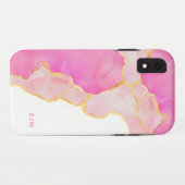 Coques Case-Mate iPhone Parties scintillant rose Rose or Agate Marbre Mono (Dos (Horizontal))