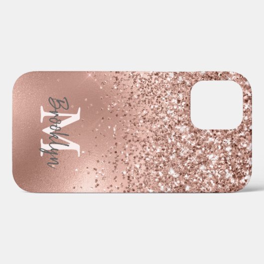 Coques Case-Mate iPhone Parties scintillant Rose Rose Or Confetti Moderne (Verso (horizontal))