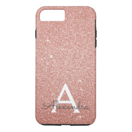 Coques Case-Mate iPhone Parties scintillant rose Rose or et Monogramme éti (Dos)