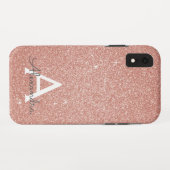 Coques Case-Mate iPhone Parties scintillant rose Rose or et Monogramme éti (Dos (Horizontal))