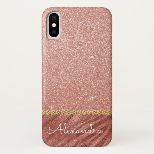 Coques Case-Mate iPhone Parties scintillant rose Rose or et Poster de anim (Dos)