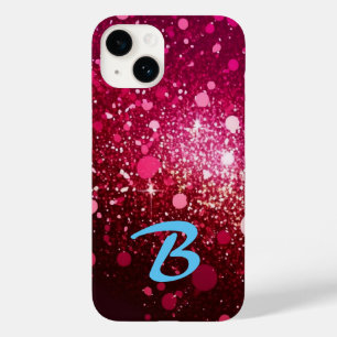 Coque Pour iPhone 14 Parties scintillant rose rouge de Bourgogne monogr