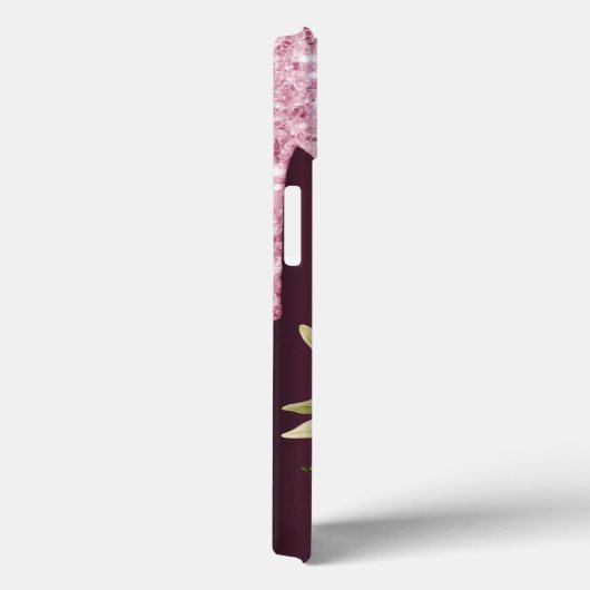 Coques Case-Mate iPhone Parties scintillant rose vif gouttes florales nom  (Verso / Droite)