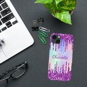 Coques Case-Mate iPhone Parties scintillant rose violet goutte nom hologra
