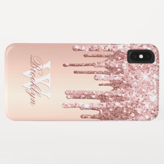 Coques Case-Mate iPhone Parties scintillant Roses monogrammes Gold Sparkle (Dos (Horizontal))